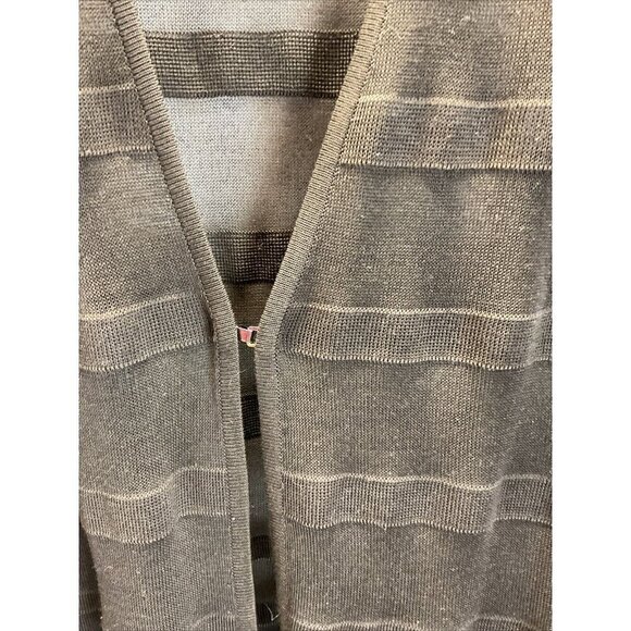 Misook Women’s Brown Striped Knit Open Front Cardigan Duster Size M - Picture 4 of 11